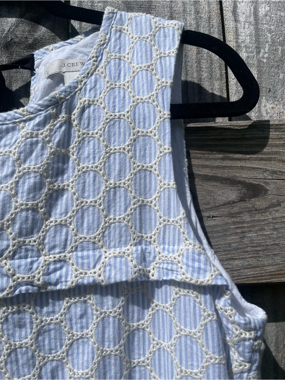 J. Crew Light Blue seersucker Textured Sleeveless Shift Dress Sz 6 - Picture 4 of 11